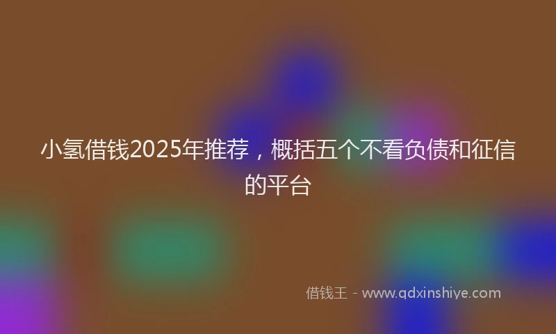 小氢借钱2025年推荐，概括五个不看负债和征信的平台