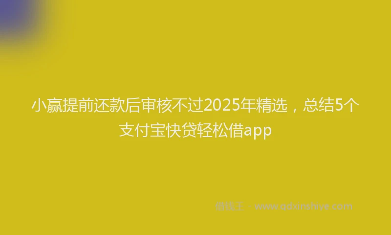 小赢提前还款后审核不过2025年精选，总结5个支付宝快贷轻松借app