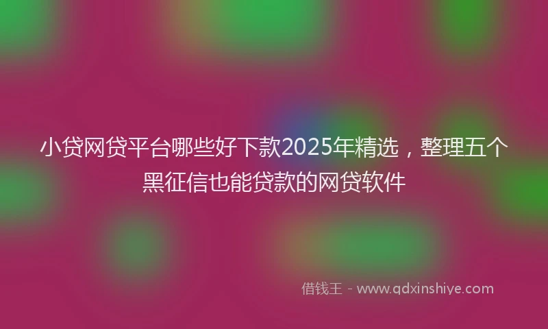 小贷网贷平台哪些好下款2025年精选，整理五个黑征信也能贷款的网贷软件