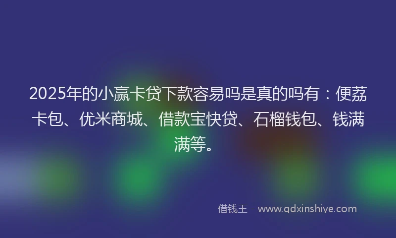 2025年的小赢卡贷下款容易吗是真的吗有：便荔卡包、优米商城、借款宝快贷、石榴钱包、钱满满等。