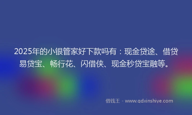 2025年的小银管家好下款吗有：现金贷途、借贷易贷宝、畅行花、闪借侠、现金秒贷宝融等。