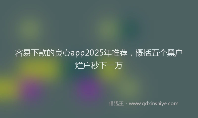 容易下款的良心app2025年推荐，概括五个黑户烂户秒下一万
