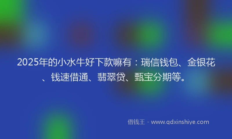 2025年的小水牛好下款嘛有：瑞信钱包、金银花、钱速借通、翡翠贷、甄宝分期等。