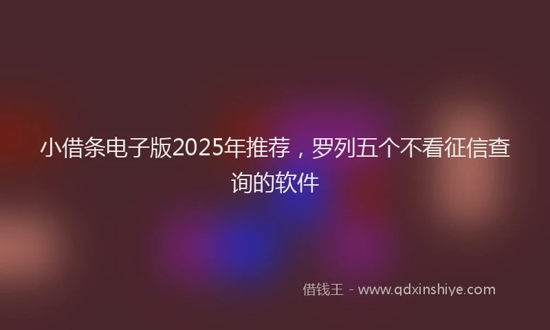 小借条电子版2025年推荐，罗列五个不看征信查询的软件