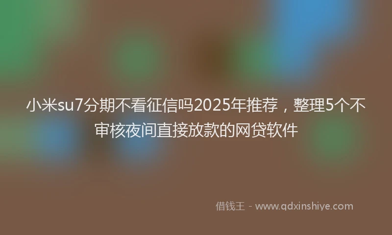 小米su7分期不看征信吗2025年推荐，整理5个不审核夜间直接放款的网贷软件
