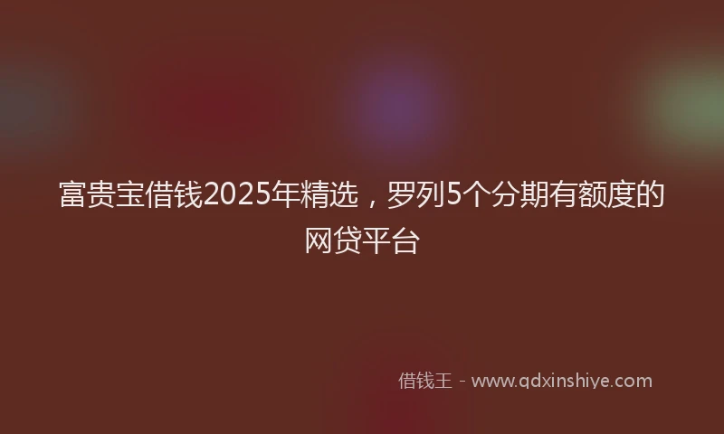 富贵宝借钱2025年精选，罗列5个分期有额度的网贷平台