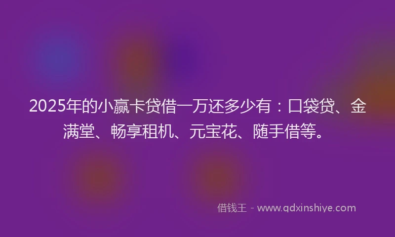 2025年的小赢卡贷借一万还多少有：口袋贷、金满堂、畅享租机、元宝花、随手借等。