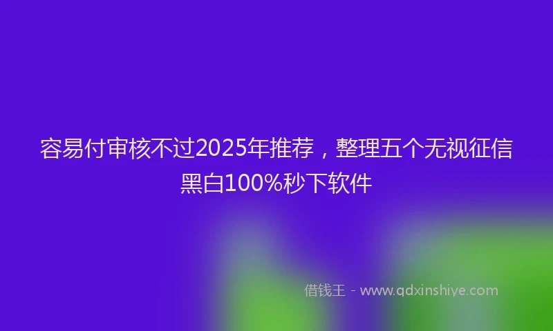 容易付审核不过2025年推荐，整理五个无视征信黑白100%秒下软件
