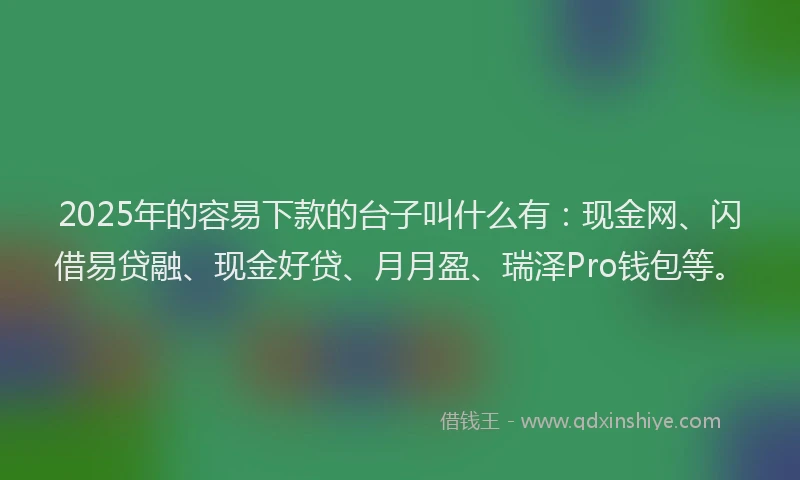 2025年的容易下款的台子叫什么有：现金网、闪借易贷融、现金好贷、月月盈、瑞泽Pro钱包等。