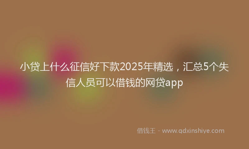 小贷上什么征信好下款2025年精选，汇总5个失信人员可以借钱的网贷app
