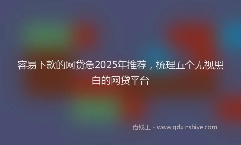 容易下款的网贷急2025年推荐，梳理五个无视黑白的网贷平台