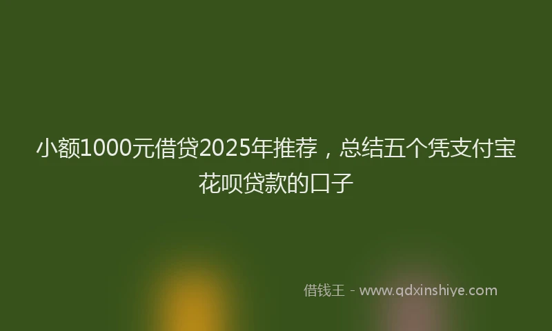 小额1000元借贷2025年推荐，总结五个凭支付宝花呗贷款的口子