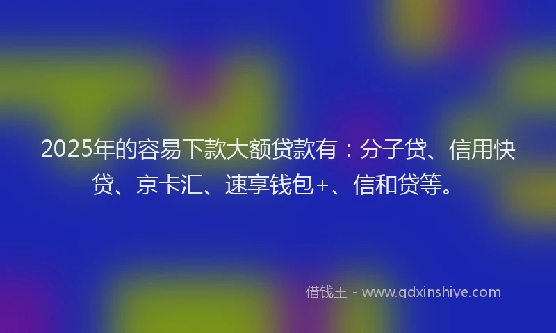 2025年的容易下款大额贷款有：分子贷、信用快贷、京卡汇、速享钱包+、信和贷等。