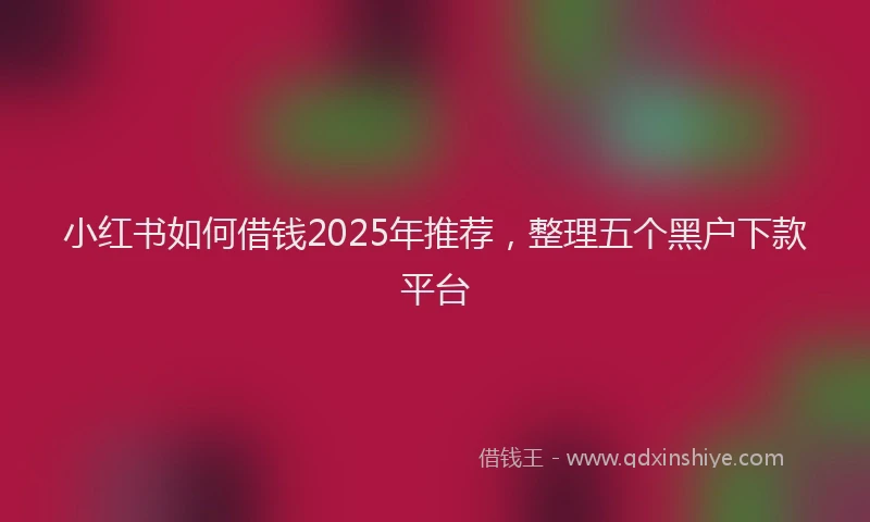 小红书如何借钱2025年推荐，整理五个黑户下款平台