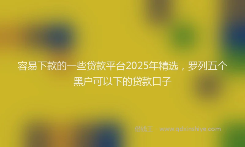 容易下款的一些贷款平台2025年精选，罗列五个黑户可以下的贷款口子