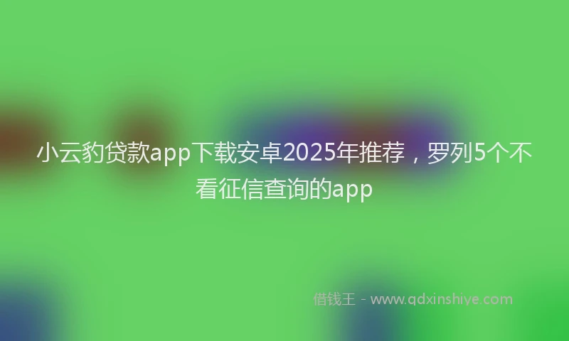 小云豹贷款app下载安卓2025年推荐，罗列5个不看征信查询的app