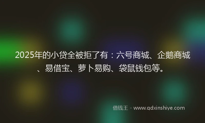 2025年的小贷全被拒了有：六号商城、企鹅商城、易借宝、萝卜易购、袋鼠钱包等。