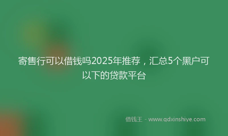 寄售行可以借钱吗2025年推荐，汇总5个黑户可以下的贷款平台