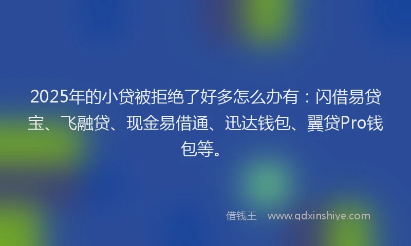 2025年的小贷被拒绝了好多怎么办有：闪借易贷宝、飞融贷、现金易借通、迅达钱包、翼贷Pro钱包等。