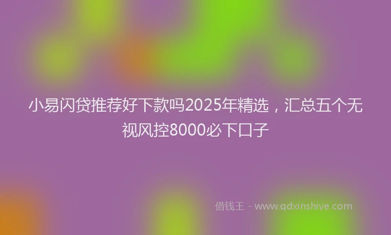 小易闪贷推荐好下款吗2025年精选，汇总五个无视风控8000必下口子