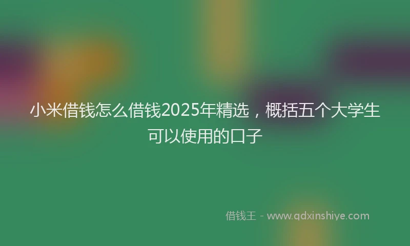 小米借钱怎么借钱2025年精选，概括五个大学生可以使用的口子