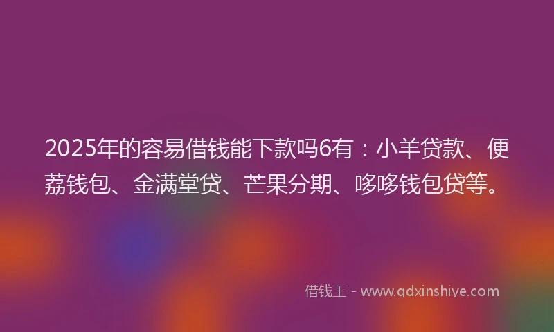 2025年的容易借钱能下款吗6有：小羊贷款、便荔钱包、金满堂贷、芒果分期、哆哆钱包贷等。