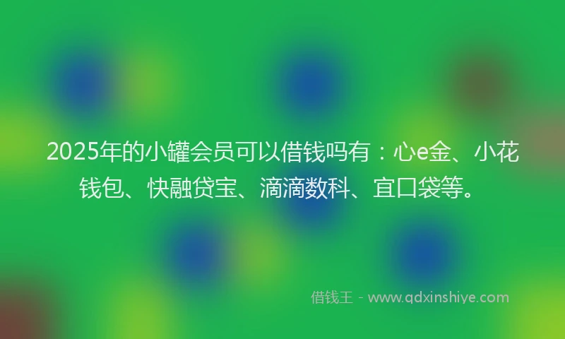 2025年的小罐会员可以借钱吗有：心e金、小花钱包、快融贷宝、滴滴数科、宜口袋等。