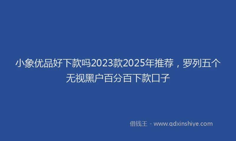 小象优品好下款吗2023款2025年推荐，罗列五个无视黑户百分百下款口子