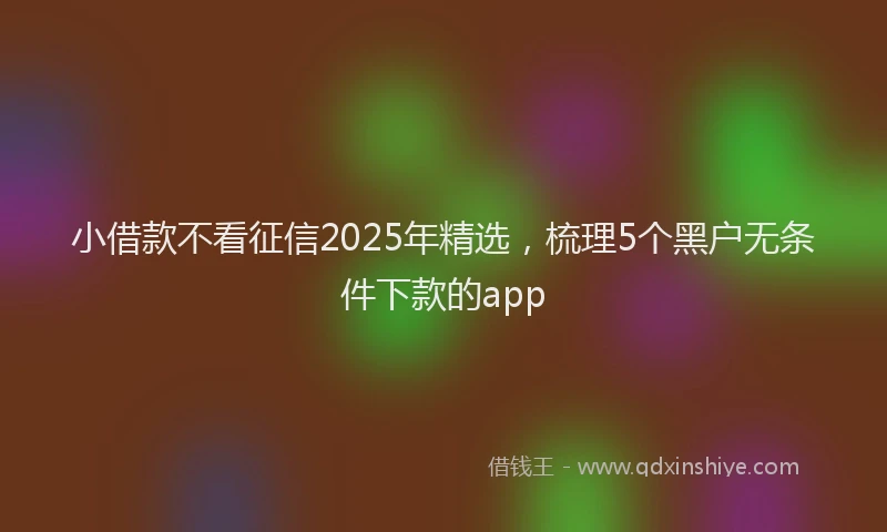 小借款不看征信2025年精选，梳理5个黑户无条件下款的app