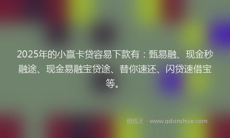 2025年的小赢卡贷容易下款有：甄易融、现金秒融途、现金易融宝贷途、替你速还、闪贷速借宝等。