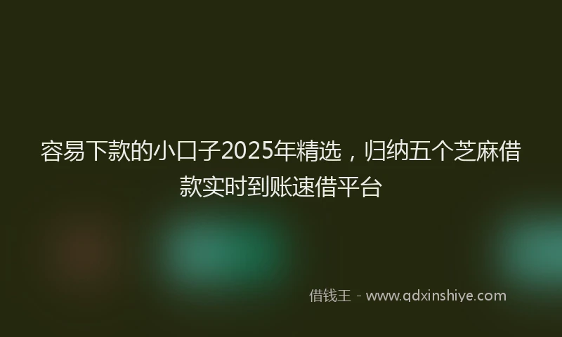 容易下款的小口子2025年精选，归纳五个芝麻借款实时到账速借平台