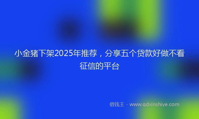 小金猪下架2025年推荐，分享五个贷款好做不看征信的平台