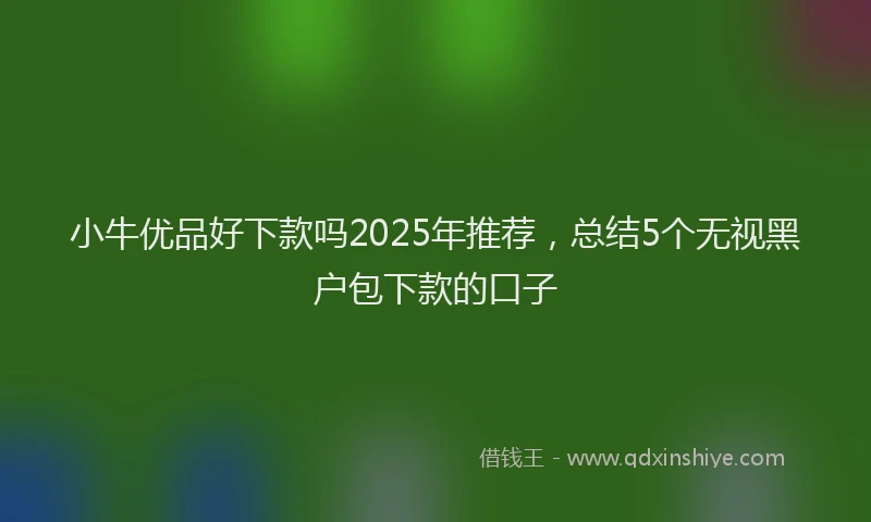 小牛优品好下款吗2025年推荐，总结5个无视黑户包下款的口子