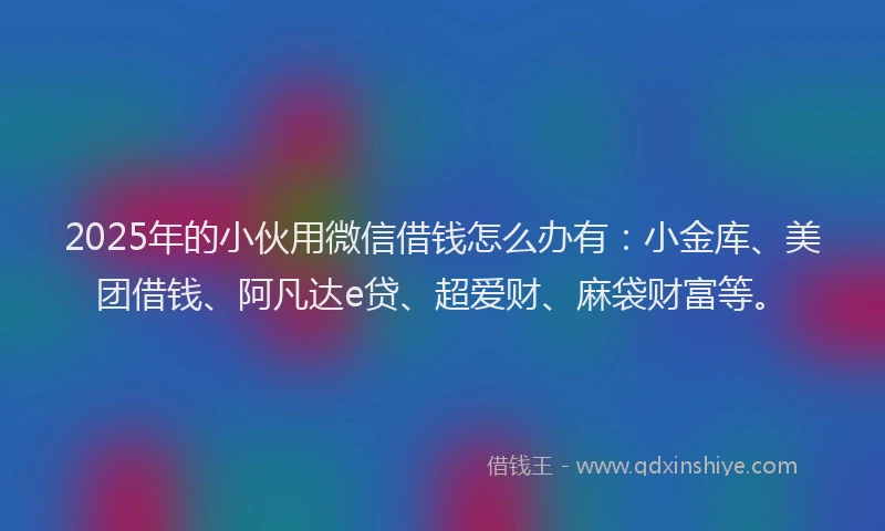 2025年的小伙用微信借钱怎么办有：小金库、美团借钱、阿凡达e贷、超爱财、麻袋财富等。