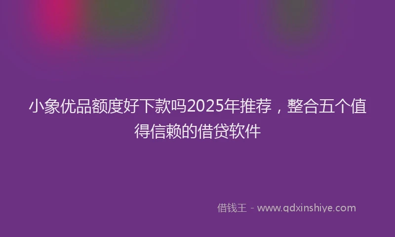 小象优品额度好下款吗2025年推荐，整合五个值得信赖的借贷软件