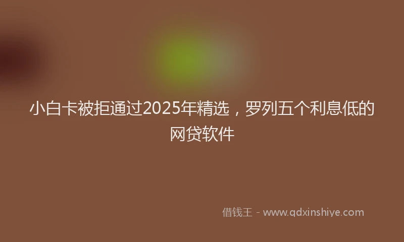 小白卡被拒通过2025年精选，罗列五个利息低的网贷软件