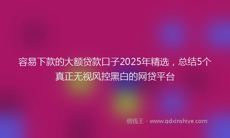 容易下款的大额贷款口子2025年精选，总结5个真正无视风控黑白的网贷平台