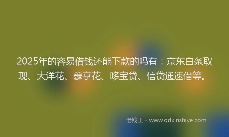 2025年的容易借钱还能下款的吗有：京东白条取现、大洋花、鑫享花、哆宝贷、信贷通速借等。