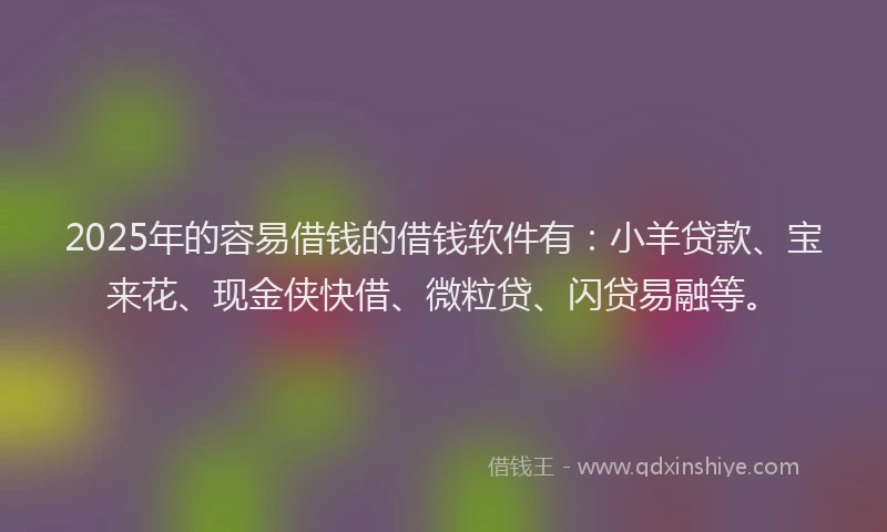 2025年的容易借钱的借钱软件有：小羊贷款、宝来花、现金侠快借、微粒贷、闪贷易融等。