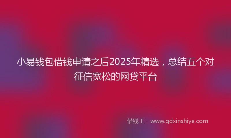 小易钱包借钱申请之后2025年精选，总结五个对征信宽松的网贷平台