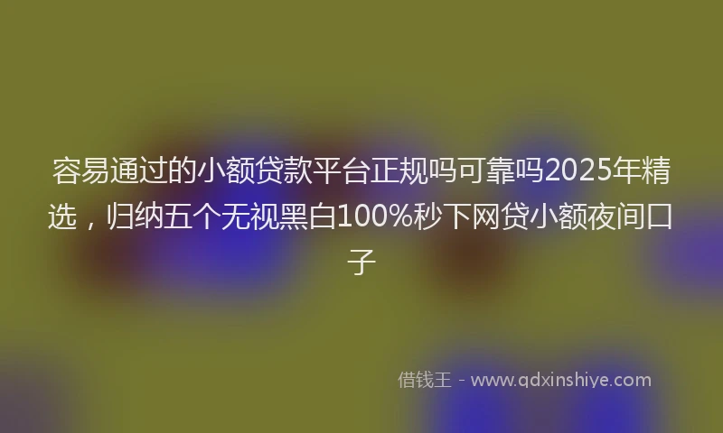 容易通过的小额贷款平台正规吗可靠吗2025年精选，归纳五个无视黑白100%秒下网贷小额夜间口子