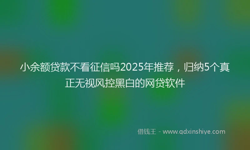 小余额贷款不看征信吗2025年推荐，归纳5个真正无视风控黑白的网贷软件