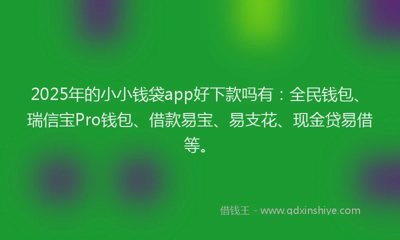 2025年的小小钱袋app好下款吗有：全民钱包、瑞信宝Pro钱包、借款易宝、易支花、现金贷易借等。