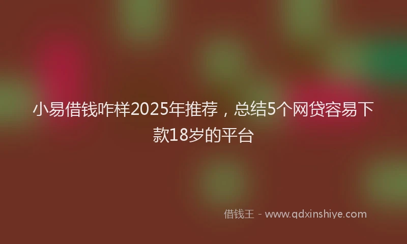 小易借钱咋样2025年推荐，总结5个网贷容易下款18岁的平台