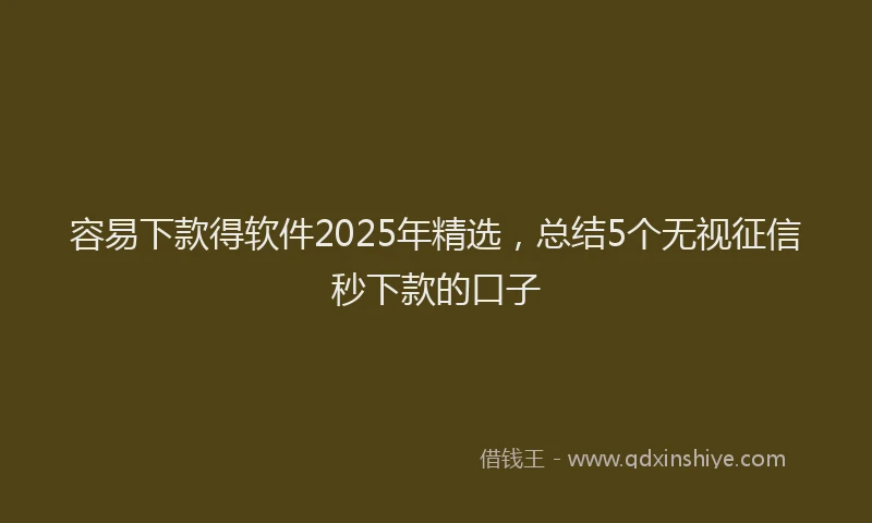 容易下款得软件2025年精选，总结5个无视征信秒下款的口子