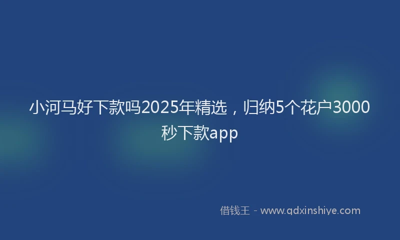 小河马好下款吗2025年精选，归纳5个花户3000秒下款app