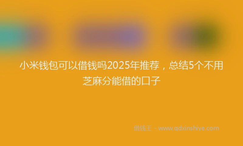 小米钱包可以借钱吗2025年推荐，总结5个不用芝麻分能借的口子