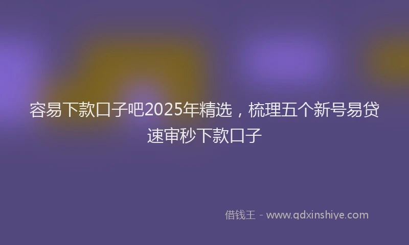 容易下款口子吧2025年精选，梳理五个新号易贷速审秒下款口子