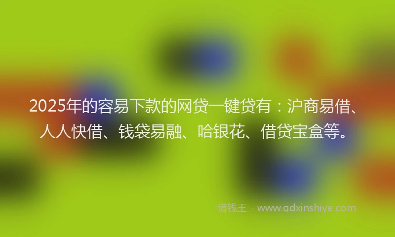 2025年的容易下款的网贷一键贷有：沪商易借、人人快借、钱袋易融、哈银花、借贷宝盒等。