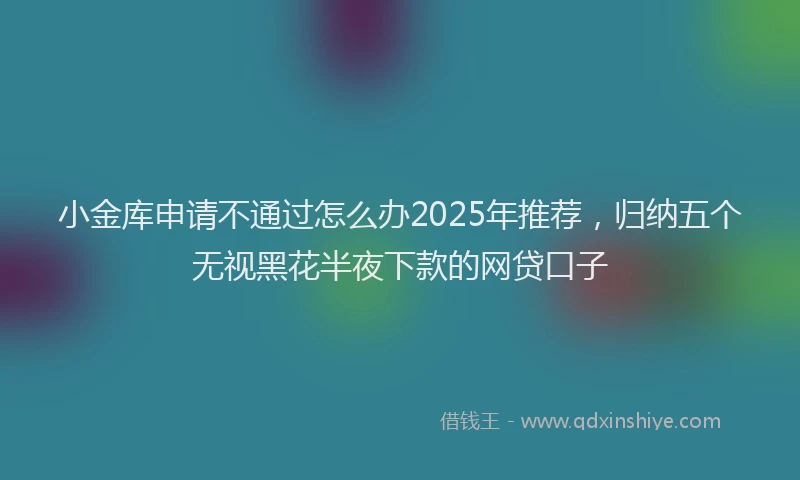 小金库申请不通过怎么办2025年推荐，归纳五个无视黑花半夜下款的网贷口子